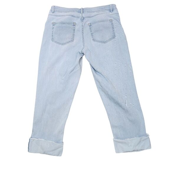 J.Jill Denim Authentic Fit Cropped Jeans Light Blue Cuffed Frayed Hem Stretch 10 - Picture 6 of 12